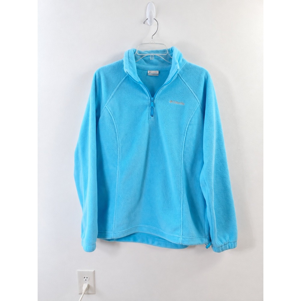 Y2K Gorpcore Columbia Fleece Pullover Women's L Aqua Blue 1/2 Zip Outdoor